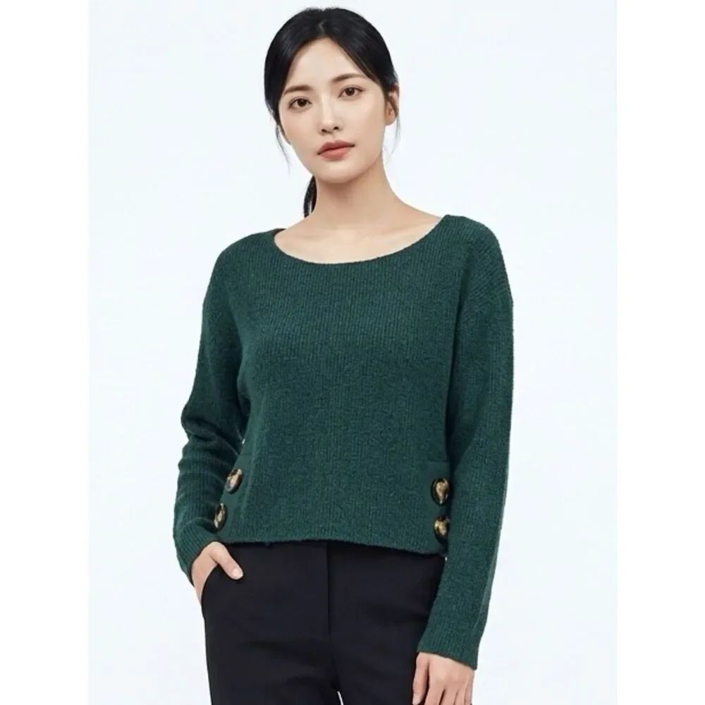 FOREVER 21 | Forest Green Sweater with Buttons Women’s Size Small